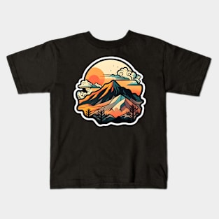 Sunset Mountain Sticker #1 Kids T-Shirt